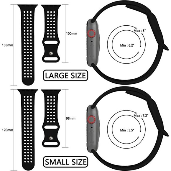 42/44/45/46/49 Versatile and Comfortable Sport Bands for Apple Watch black - Picture 3 of 6